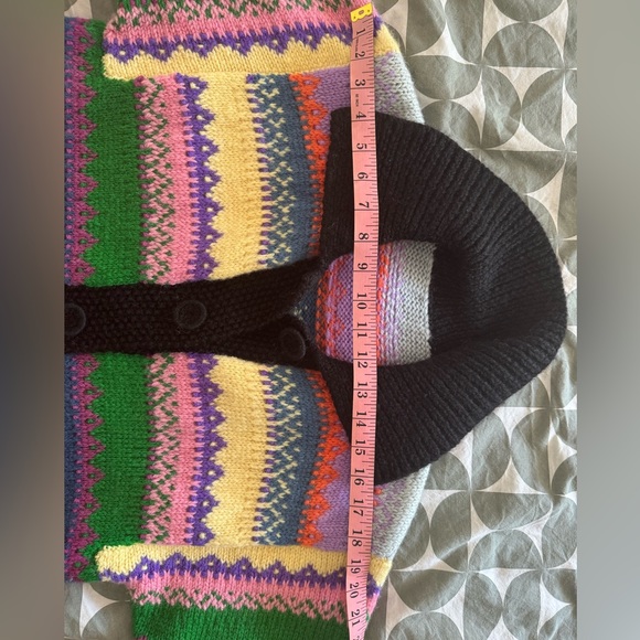 Vintage handmade sweater coat rainbow L - Picture 13 of 13